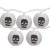 10-Count White And Black Skull Paper Lantern Halloween Lights 8.5Ft White Wire<Oriental Trading Store