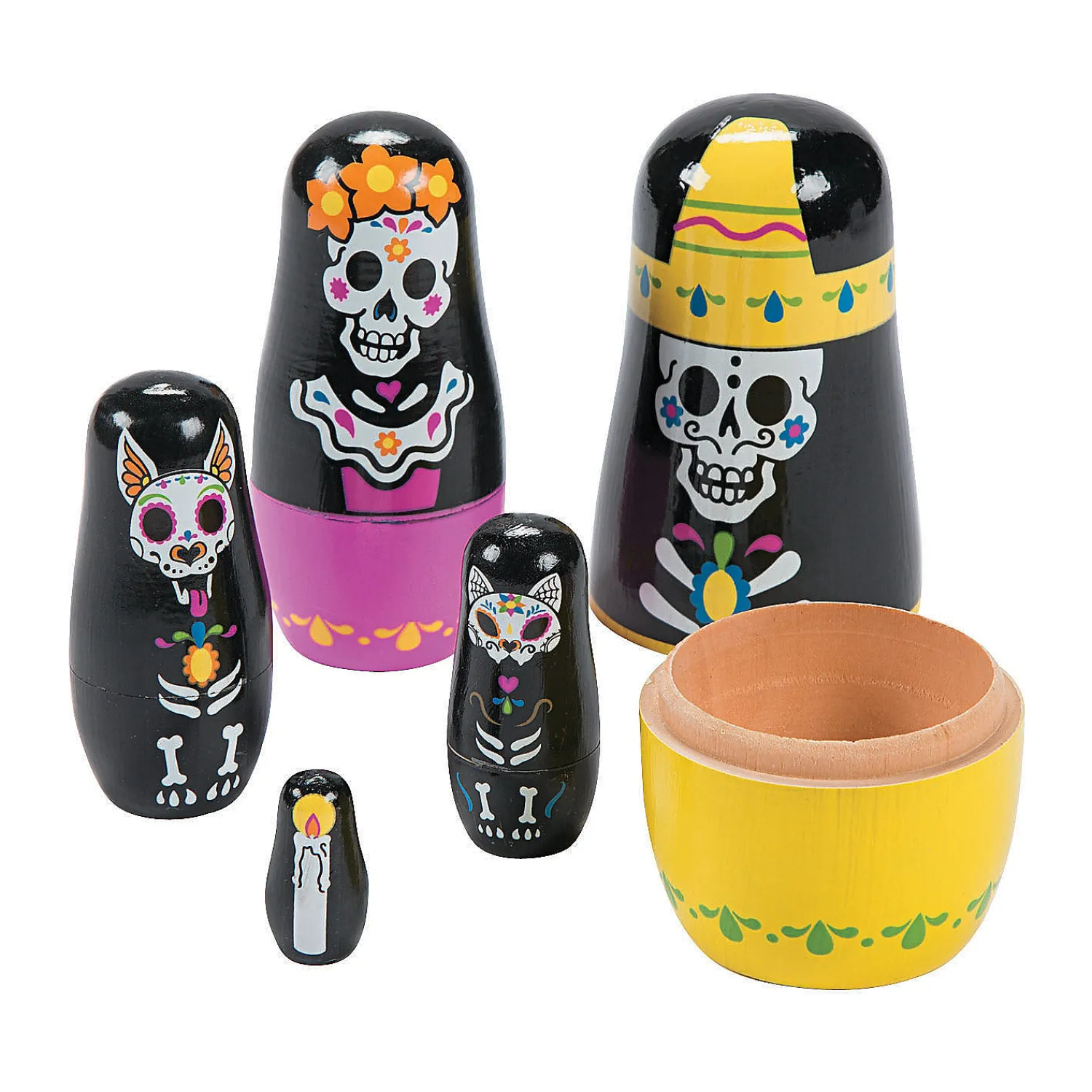 day_of_the_dead_nesting_d_0.webp Oriental Trading Character Toys*Day Of The Dead Nesting Dolls - 5 Pc.