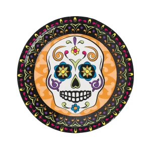 Day Of The Dead Party Sugar Skull Paper Dinner Plates - 8 Ct.<Oriental Trading Clearance
