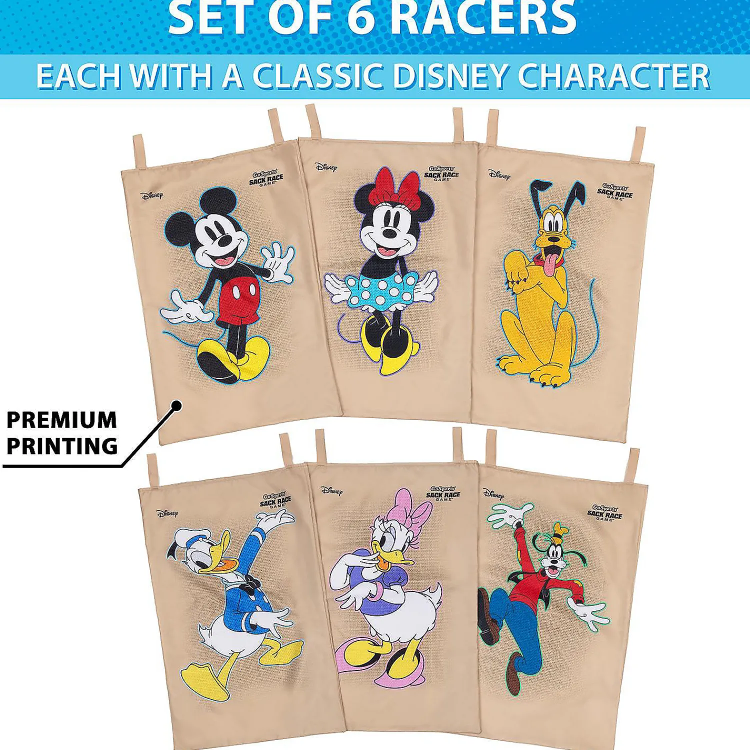 disney_mickey_and_friends_2.webp Disney Mickey And Friends Sack Race Party Game By Gosports - 6 Pack Bags For Kids<Oriental Trading Cheap