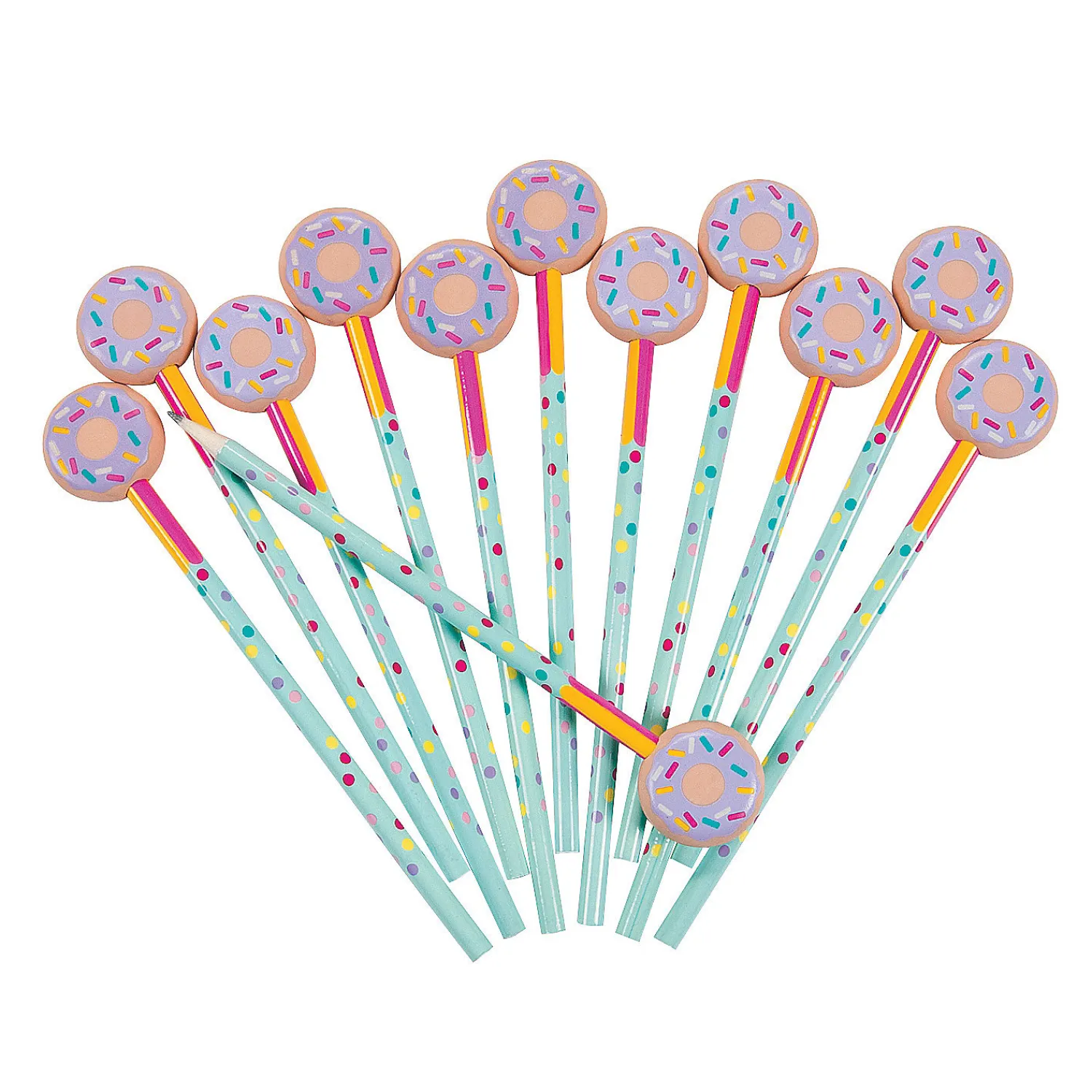 donut_sprinkles_pencils_w_0.webp Oriental Trading Pencils*Donut Sprinkles Pencils With Pencil Top Erasers - 12 Pc.