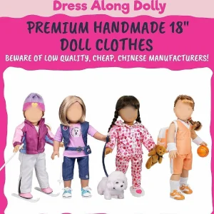Oriental Trading Character Toys*Dress Along Dolly Gymnastics Doll Outfit For 18" Dolls (4 Pc Set) - Sports Premium Costume Handmade Clothes Include Leotard, Warm-Up Pants & Jacket, Sneakers