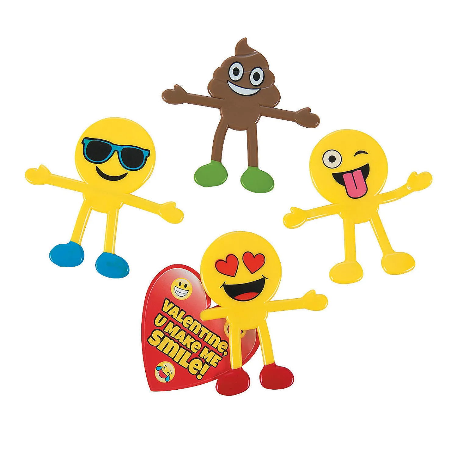 emoji_bendables_valentine_0.webp Oriental Trading Character Toys*Emoji Bendables Valentine Exchanges With Card For 24