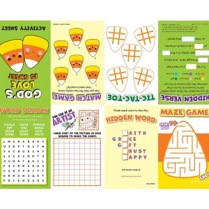 Oriental Trading Activity Books*Faith Candy Corn Fold-Up Activity Sheets - 24 Pc.