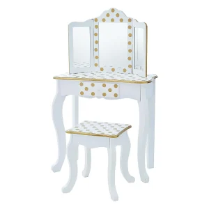 Oriental Trading Pretend Play*Fantasy Fields - Fashion Polka Dot Prints Gisele Play Vanity Set - White / Gold