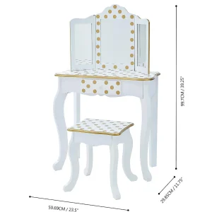 Oriental Trading Pretend Play*Fantasy Fields - Fashion Polka Dot Prints Gisele Play Vanity Set - White / Gold