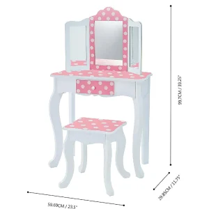 Oriental Trading Pretend Play*Fantasy Fields - Fashion Polka Dot Prints Gisele Play Vanity Set - Pink / White