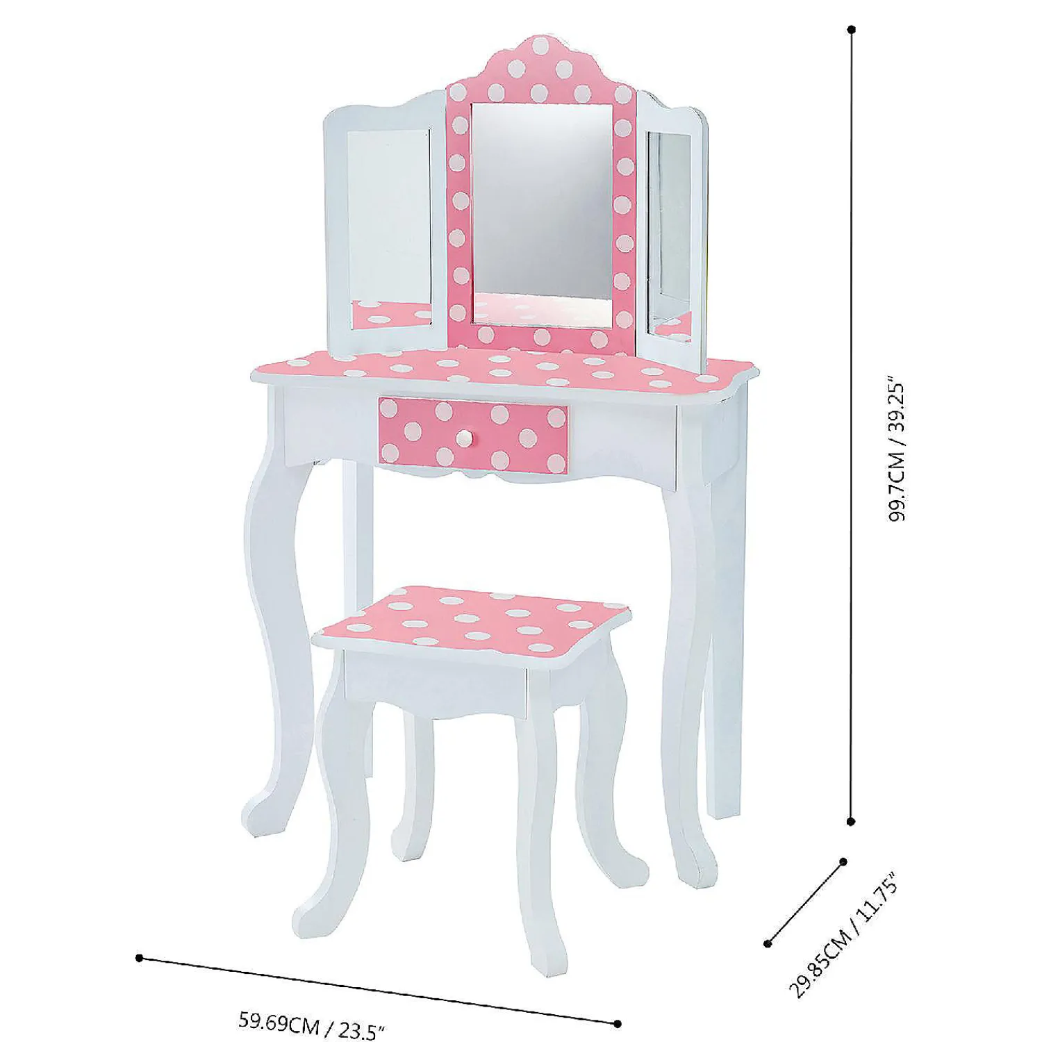 fantasy_fields__fashion_p_3.webp Oriental Trading Pretend Play*Fantasy Fields - Fashion Polka Dot Prints Gisele Play Vanity Set - Pink / White