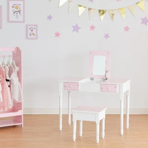 Oriental Trading Pretend Play*Fantasy Fields - Fashion Twinkle Star Prints Kate Play Vanity With Storage - Pink / White