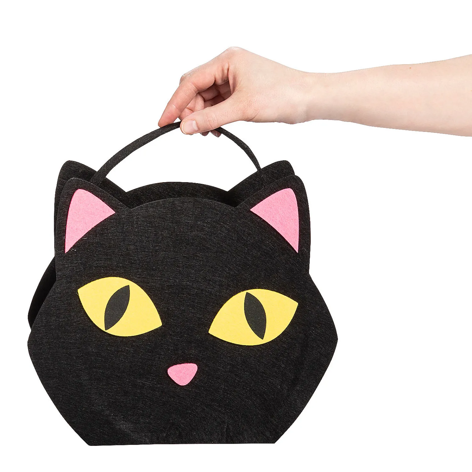 felt_black_cat_trickortre_1.webp Felt Black Cat Trick-Or-Treat Basket<Oriental Trading New
