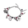 Oriental Trading Pretend Play*Freddy Vs. Jason 15Mm Enamel Charm Silver Finish Chain Bracelet Novelty Jewelry