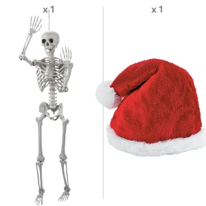 5 Ft. Large Posable Santa Skeleton Halloween Decoration<Oriental Trading Best