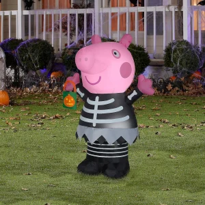 Gemmy Airblown Inflatable Peppa Pig In Skeleton Costume 4.5 Ft Tall Pink<Oriental Trading Best