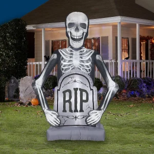 Gemmy Photorealistic Airblown Skeleton With Tombstone Giant 10 Ft Tall Multicolored<Oriental Trading Best Sale