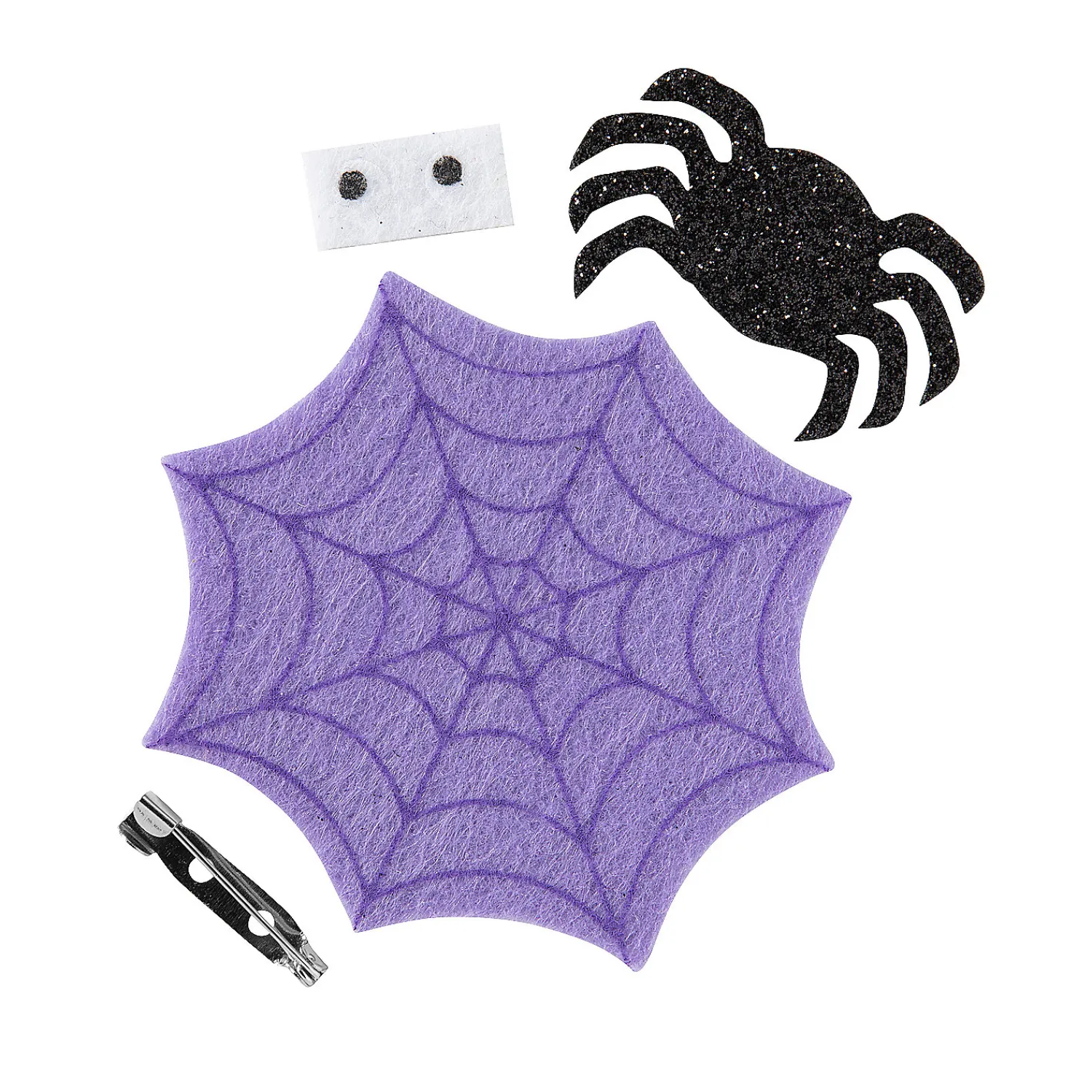 glitter_felt_halloween_sp_1.webp Glitter Felt Halloween Spider Pin Craft Kit - Makes 12<Oriental Trading Outlet
