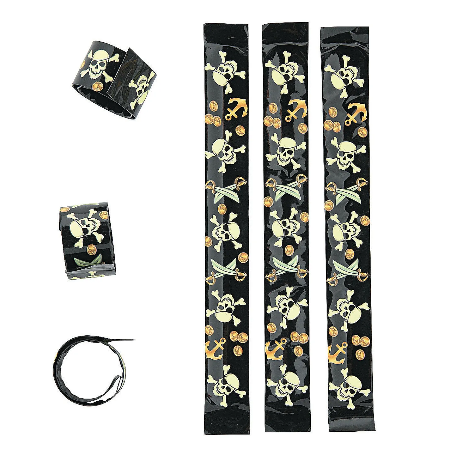 glowinthedark_pirate_slap_2.webp Oriental Trading Bracelets*Glow-In-The-Dark Pirate Slap Bracelets - 12 Pc.
