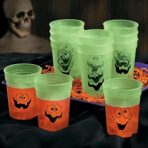 Glow-In-The-Dark Spooky Face Halloween Bpa-Free Plastic Cups - 12 Ct.<Oriental Trading Cheap