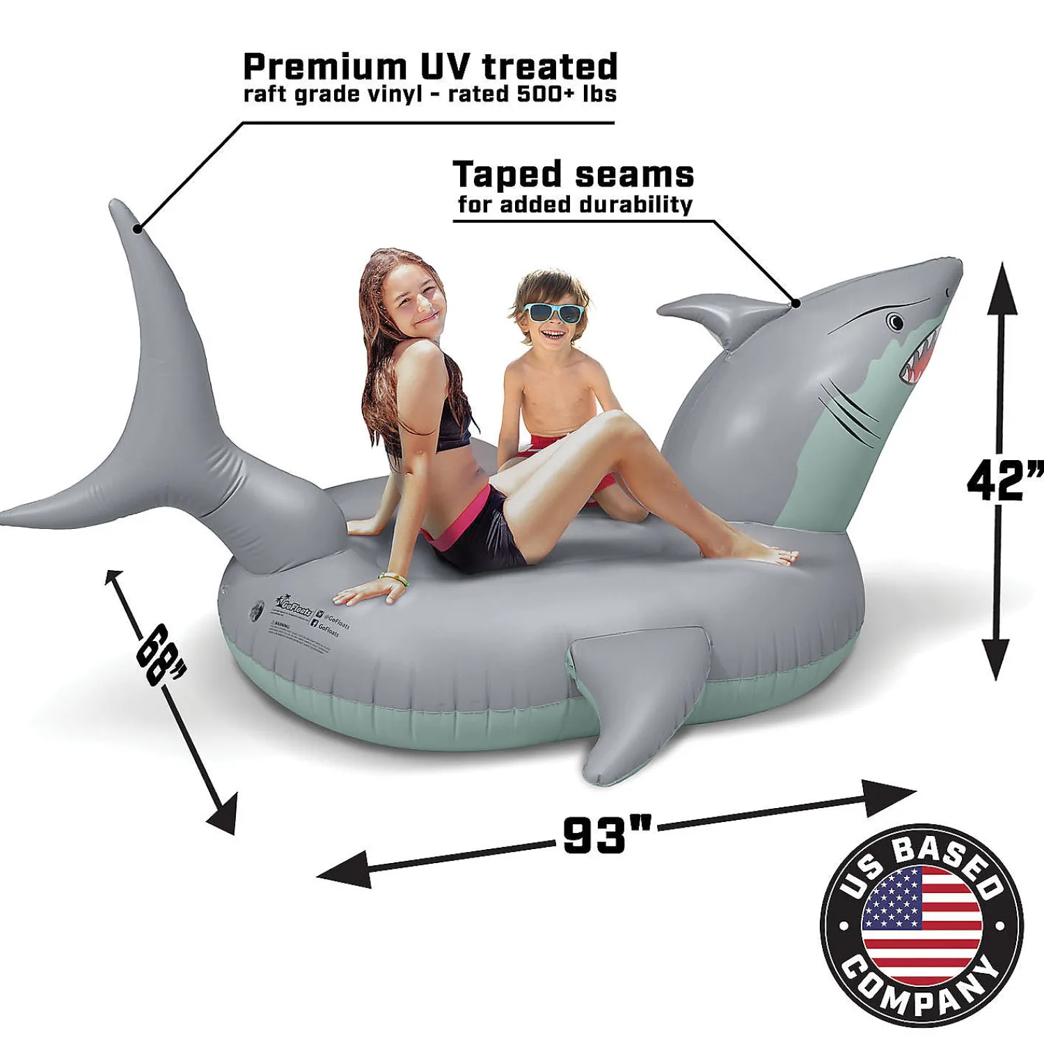 gofloats_giant_inflatable_4.webp Gofloats Giant Inflatable Shark Pool Float With Shark Drink Float<Oriental Trading Best Sale
