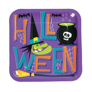 Goofy Ghouls Halloween Party Square Paper Dinner Plates - 8 Ct.<Oriental Trading New