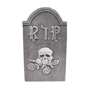 19" Gravestone Rip Skull Rose Decoration<Oriental Trading Fashion