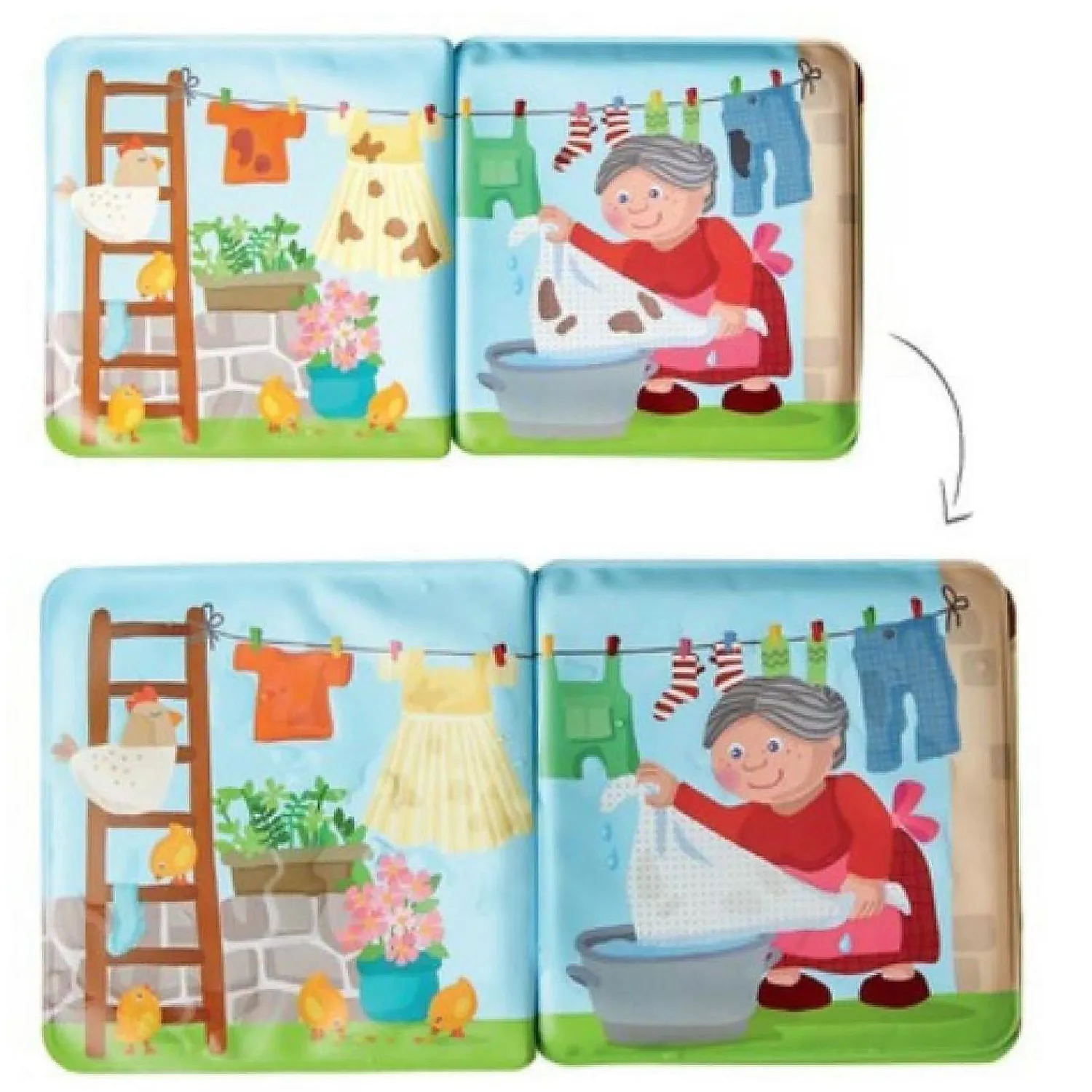 haba_animal_wash_day__mag_1.webp Oriental Trading Play Sets*Haba Animal Wash Day - Magic Bath Book - Wipe With Warm Water And The "Muddy" Pages Come Clean