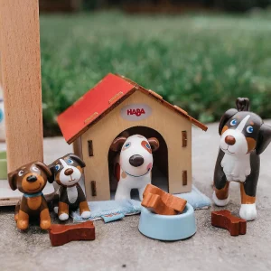 Oriental Trading Character Toys*Haba Little Friends Puppies Includes 2 Pups Blanket Basket 3 Frisbees