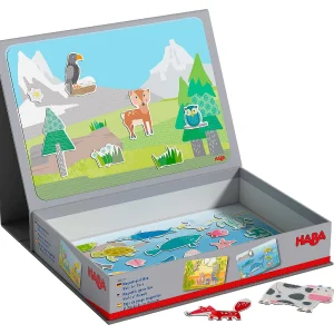 Oriental Trading Building Blocks*Haba Magnetic Game Box World Of Animals In Their Habitats - 62 Magnetic Pieces In Cardboard Carrying Case With 4 Background Scenes
