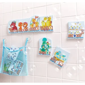 Oriental Trading Play Sets*Haba Numbers Puzzle In Net - 10 Piece Counting Bath Toy With Suction Cup Storage Net
