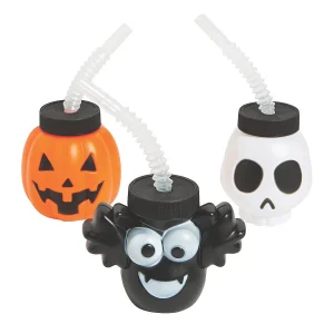Halloween Character Bpa-Free Plastic Cups With Lids & Straws - 12 Ct.<Oriental Trading New