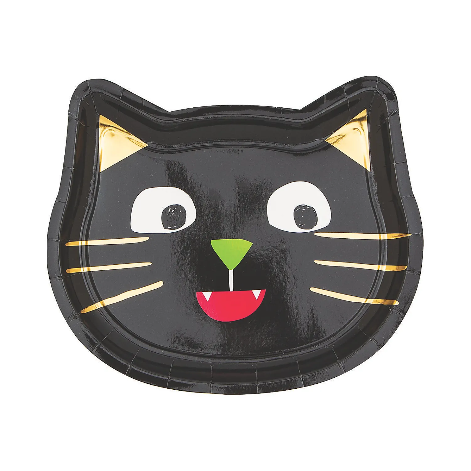 halloween_party_ghoul_gan_0.webp Halloween Party Ghoul Gang Black Cat With Gold Foil Paper Dessert Plates - 8 Ct.<Oriental Trading Sale