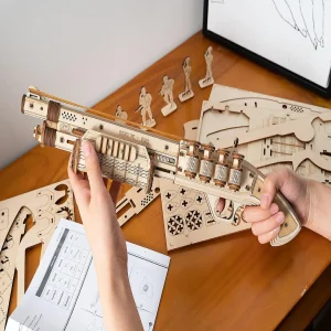 Oriental Trading Puzzles*Handscraft Diy 3D Wood Puzzle Rubber Band Gun Model Toys Shotgun - 172 Pieces