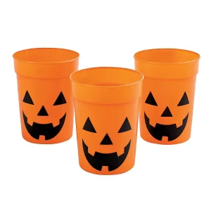 Happy Jack-O'-Lantern Orange Bpa-Free Plastic Cups - 12 Ct.<Oriental Trading Clearance