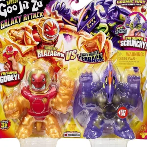 Oriental Trading Character Toys*Heroes Of Goo Jit Zu Galaxy Attack Versus Pack Sun Fire Blazagon Vs Dark Matter Terrack
