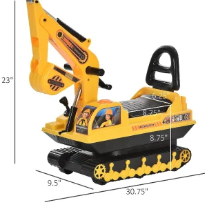 Homcom No Power Ride On Excavator Construction Truck 3Yr+ Yellow<Oriental Trading Best Sale
