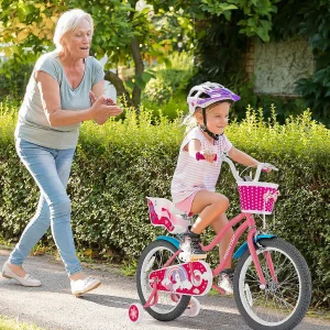Honeyjoy 18" Kids Bicycle W/Training Wheels & Basket 5-9Yrs Pink<Oriental Trading Hot