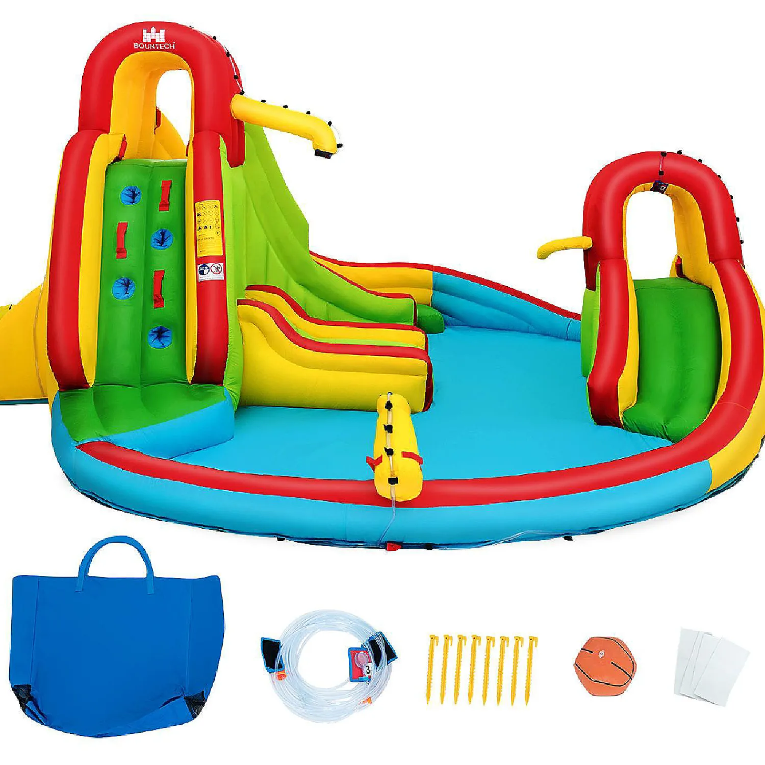 inflatable_kids_water_sli_0.webp Inflatable Kids Water Slide Park With Climbing Wall Water Cannon And Splash Pool<Oriental Trading Online