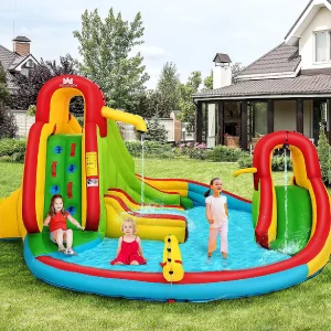 Inflatable Kids Water Slide Park With Climbing Wall Water Cannon And Splash Pool<Oriental Trading Online