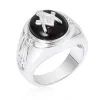 Oriental Trading Rings*J Goodin Silvertone Onyx Mens Ring - Size 12