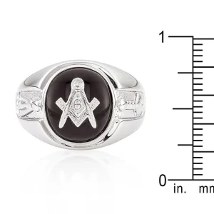 Oriental Trading Rings*J Goodin Silvertone Onyx Mens Ring - Size 12