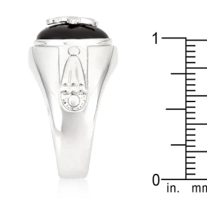 Oriental Trading Rings*J Goodin Silvertone Onyx Mens Ring - Size 12