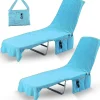 Kovot Chaise Lounge Beach Chair Towel Cover With Pockets Light Blue 84 X 26 Inches 2 Pack<Oriental Trading Discount