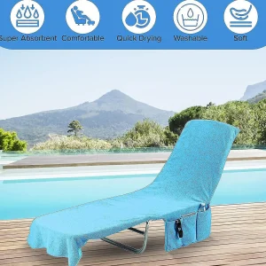 Kovot Chaise Lounge Beach Chair Towel Cover With Pockets Light Blue 84 X 26 Inches 2 Pack<Oriental Trading Discount