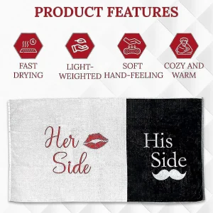 Kovot Her Side His Side Towel With Mustache And Red Lips. For Mr. And Mrs. Beach Or Bath, 30 Inch X 56 Inch<Oriental Trading Sale