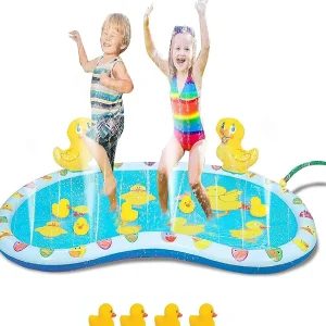 Kovot Inflatable Duck Baby Splash Pool Mat Sprinkler With 4 Rubber Duckies That Squeak 54 Inch<Oriental Trading Shop