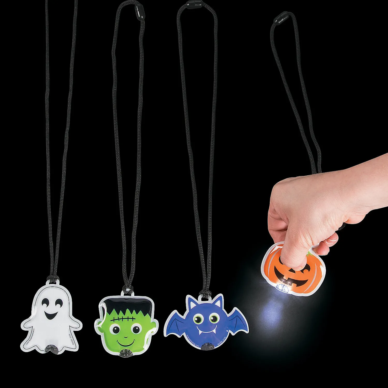 lightup_halloween_charact_0-1.webp Oriental Trading Light Up & Flashing Toys*Light-Up Halloween Character Necklaces - 12 Pc.