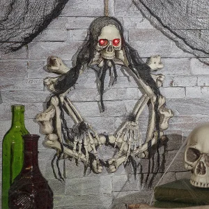 16.5" Lightup Skeleton Halloween Wreath<Oriental Trading Flash Sale