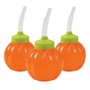 Lil' Pumpkin Bpa-Free Plastic Cups With Lids & Straws - 12 Ct.<Oriental Trading Store