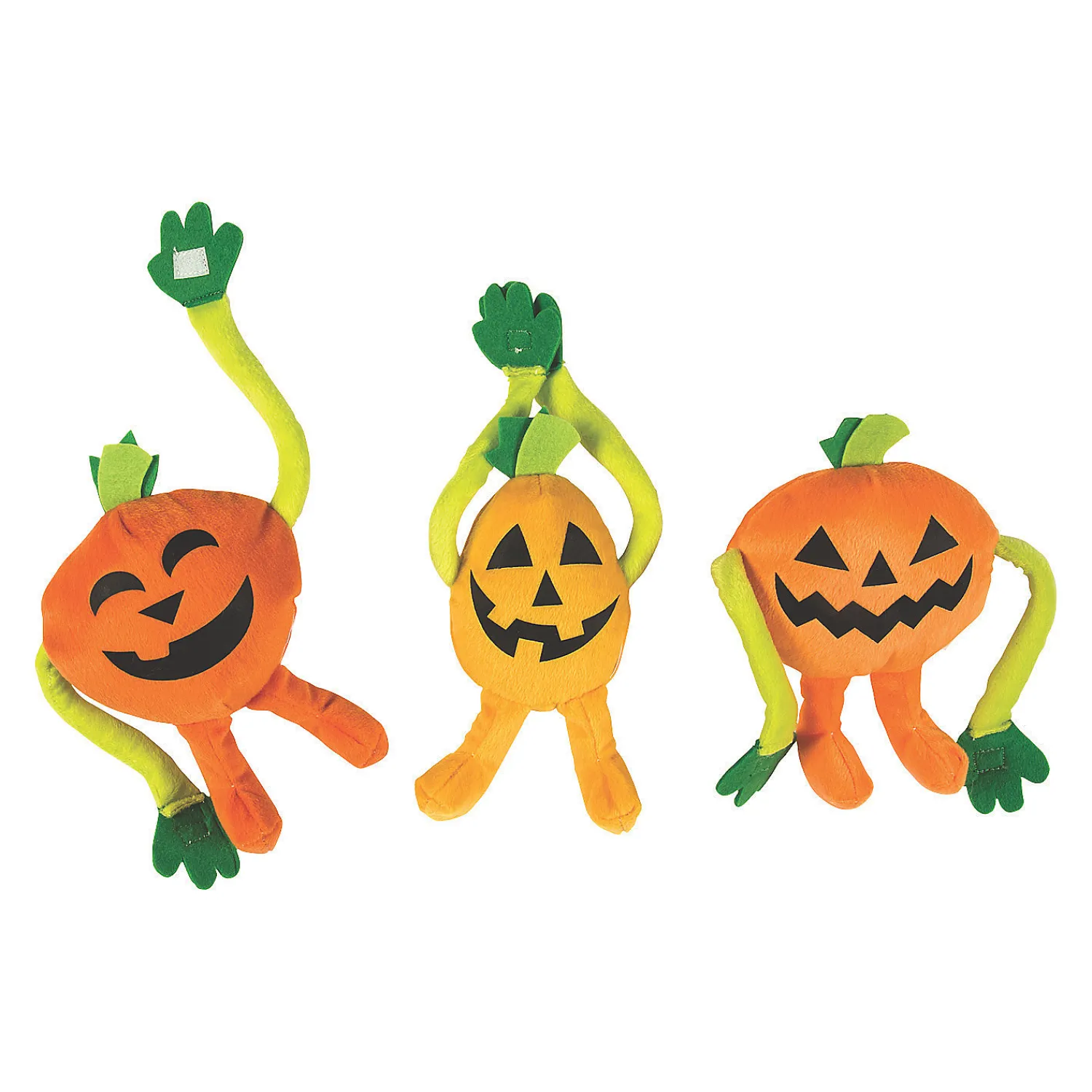 long_arm_stuffed_jackolan_0.webp Oriental Trading Stuffed Animals & Plush Toys*Long Arm Stuffed Jack-O'-Lanterns - 12 Pc.
