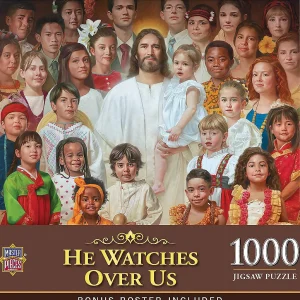 Oriental Trading Puzzles*Masterpieces 1000 Piece Jigsaw Puzzle For Adults, Family, Or Kids - He Watches Over Us - 19.25"X26.75"