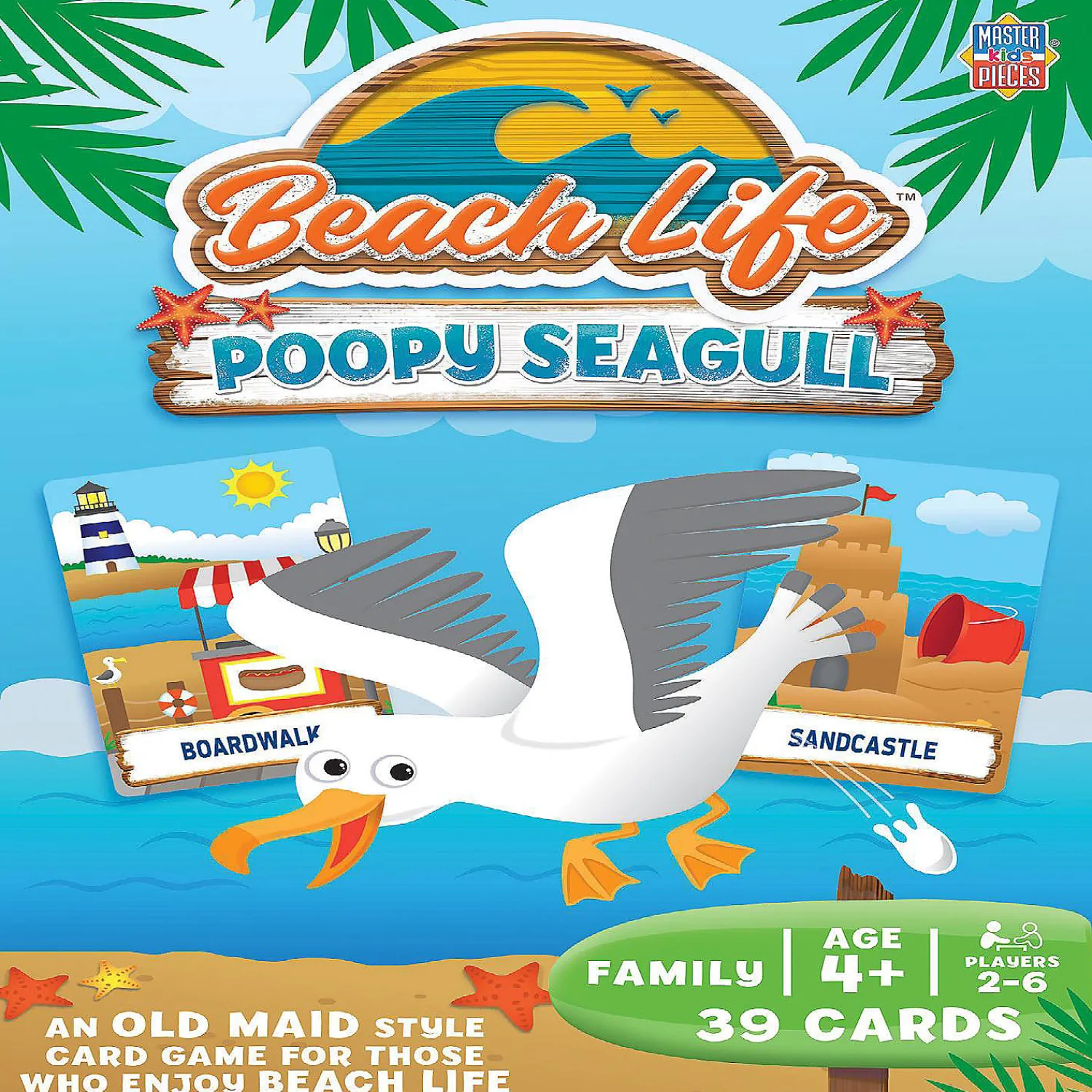 masterpieces_licensed_kid_0.webp Oriental Trading Playing Cards*Masterpieces Licensed Kids Games - Beach Life - Seagull Poop Card Game For Kids & Family